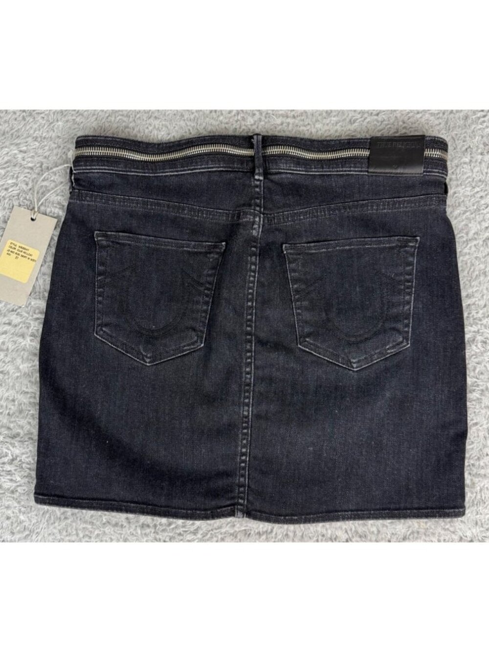 Joan Smalls X True Religion Womens 27 Mid-Rise Black Denim‎ Skirt Zipper Retro - Picture 2 of 12